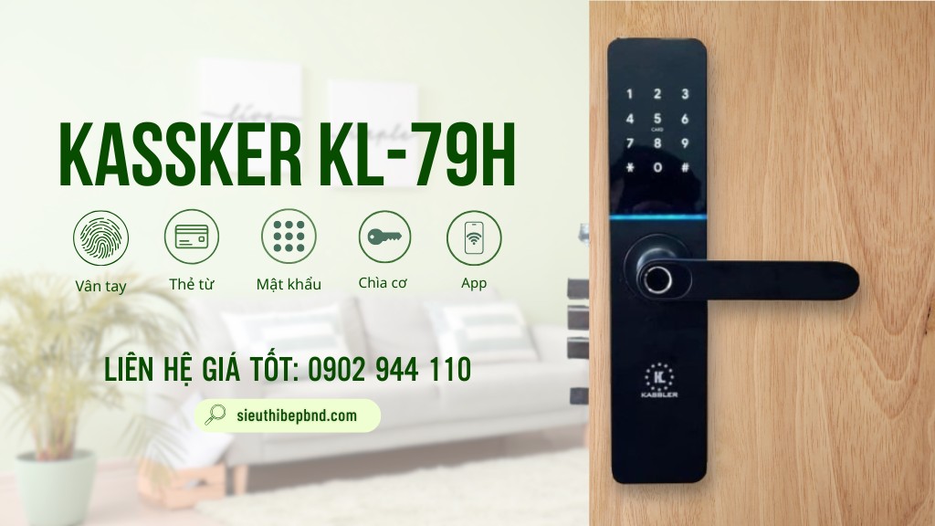 Khóa cửa gỗ KASSLER KL-79H Black App Wifi 1