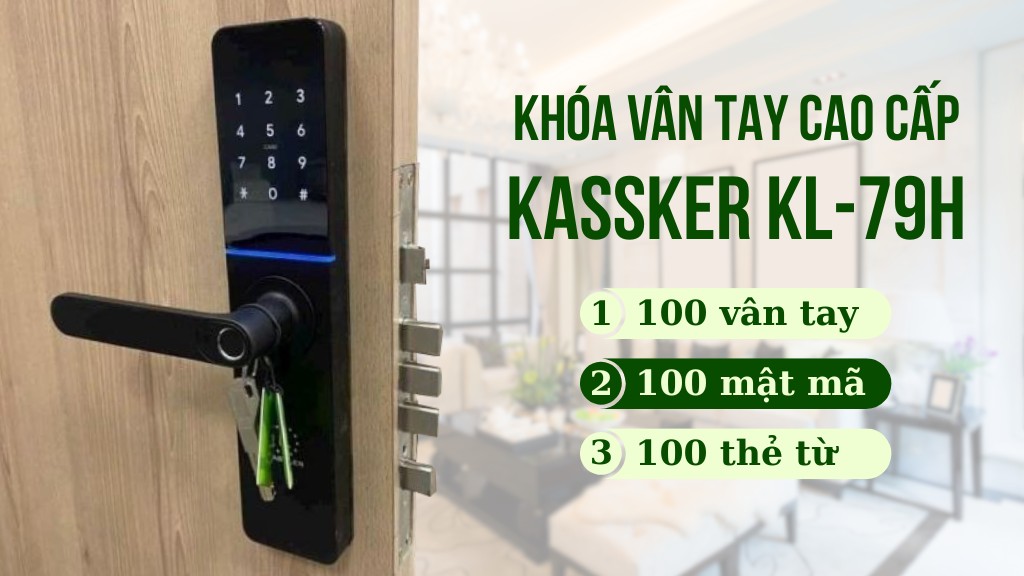 Khóa cửa gỗ KASSLER KL-79H Black App Wifi 2