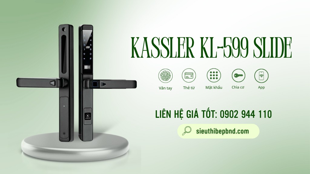 Khóa cửa nhôm KASSLER KL-599 SLIDE Black - Tuya 01